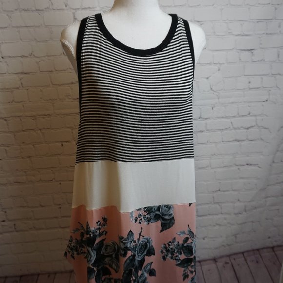 Eldridge Dresses & Skirts - Eldridge Striped & Floral Midi Pocket Dress XL